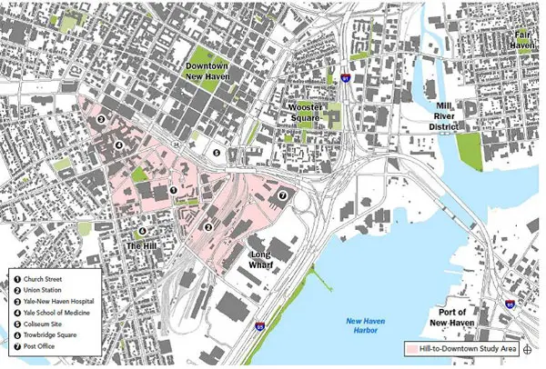 Map showing Hill-to-Downtown study area