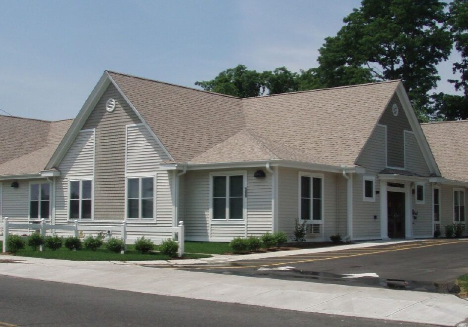 Modern residential building with gable roof